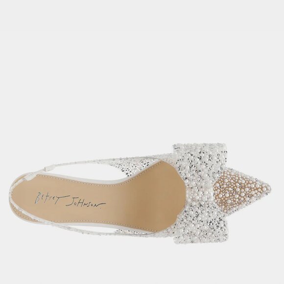 NWB$120 BETSEY JOHNSON Patti Faux Pearl Covered Slingback Kitten Heel w/ Bow 7.5 - Picture 6 of 10